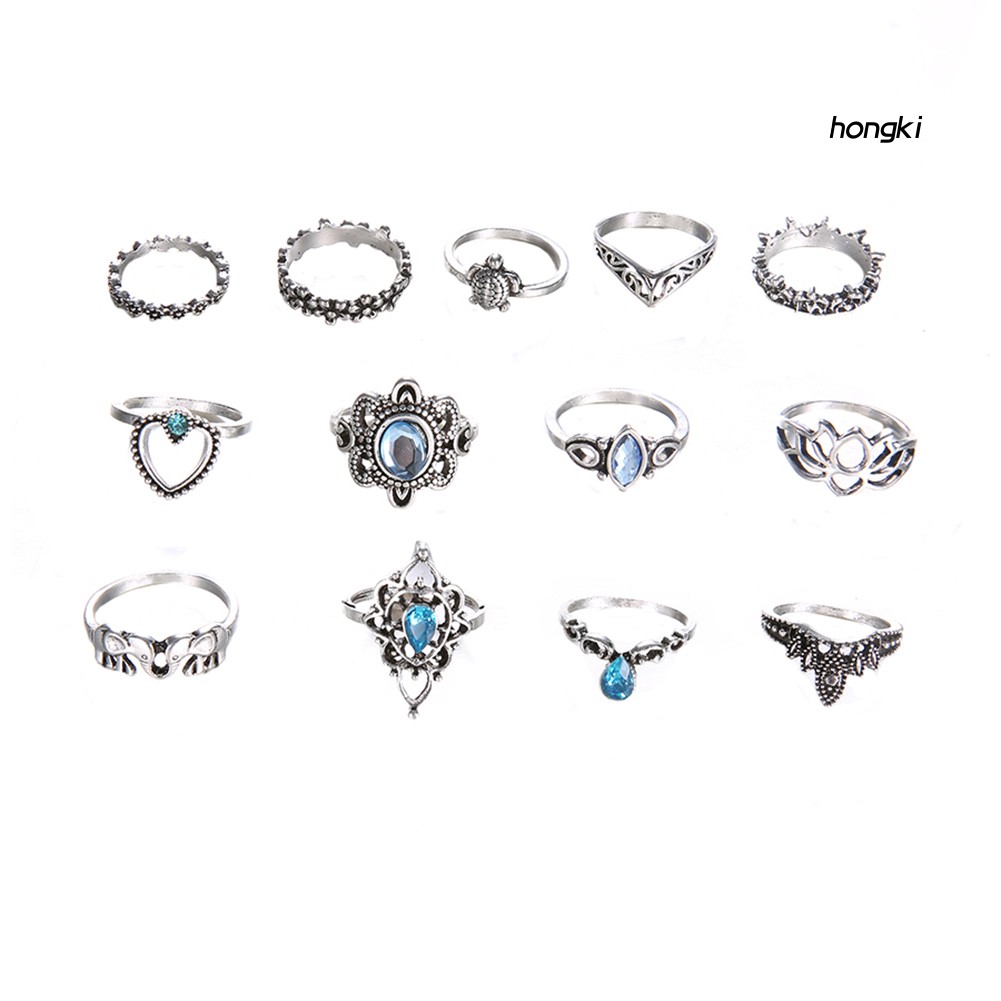 Set 13 nhẫn đeo đốt ngón tay phong cách boho thời trang dành cho nữ