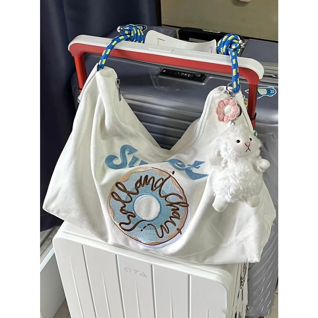 Túi Xách canvas Cỡ Lớn Thêu Họa Tiết Thời Trang Nhật Bản