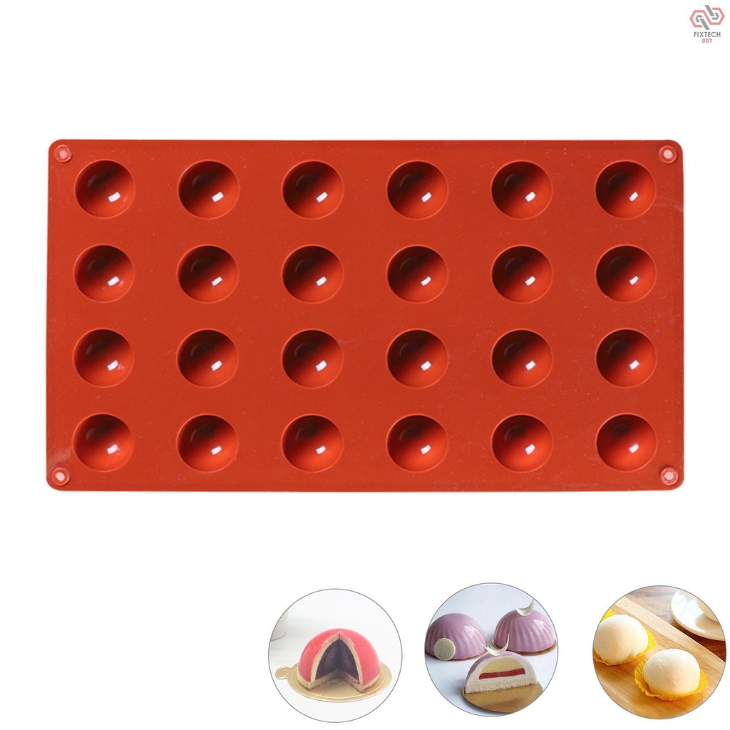 1 Khuôn Silicone Làm Bánh Hình Bán Cầu 24 Lỗ Không Dính Diy