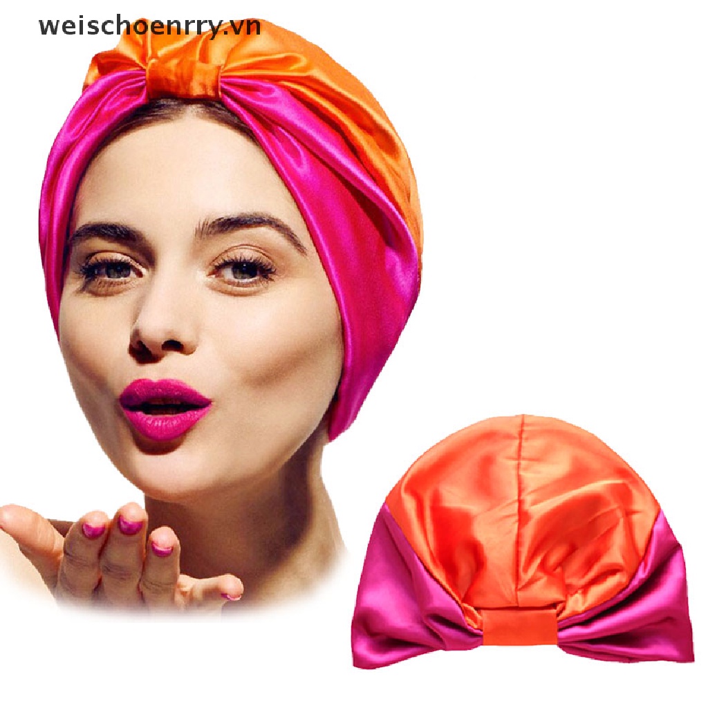Mũ Trùm Đầu Bằng Lụa Co Giãn Chăm Sóc Tóc Khi Ngủ Cho Nữ