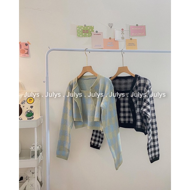 [Mã 2611THTRANG100K hoàn 10% xu đơn 99K] SET ÁO CROPTOP LEN KẺ Ô JULYS STORE (ảnh thật shop chụp kèm video cận chất) | BigBuy360 - bigbuy360.vn