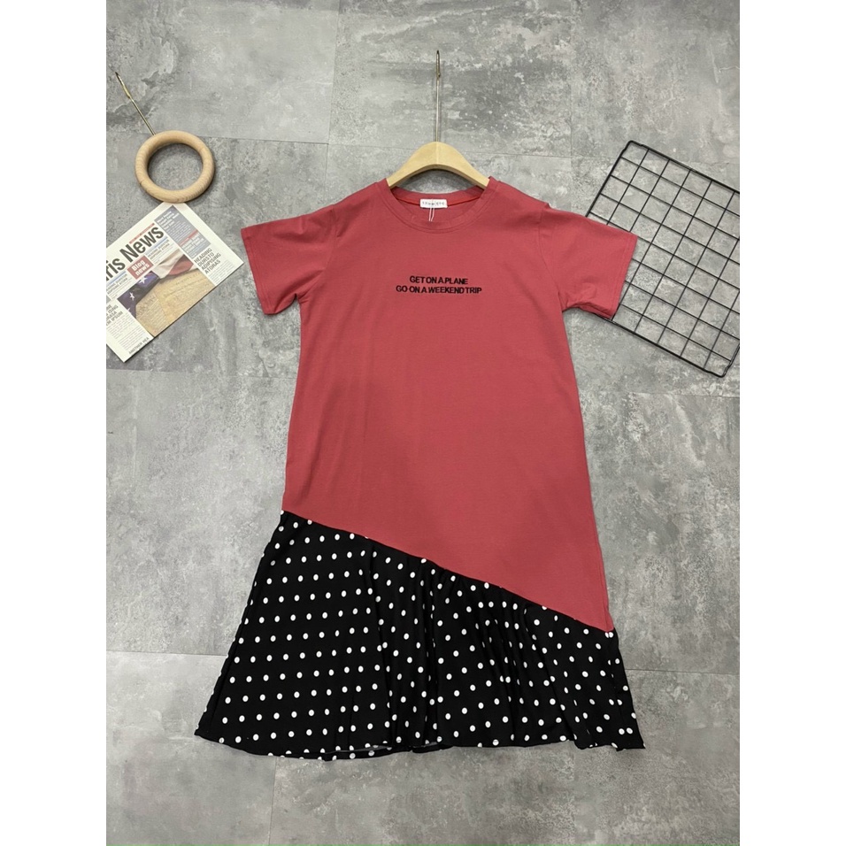 Đầm Bầu Dáng Suông cotton phối Voan giả chân váy