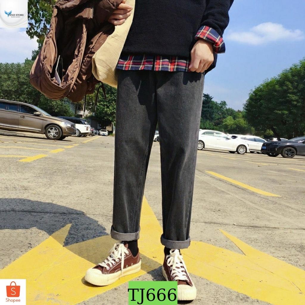 Quần Jean Nam TENJI STORE AD666 Baggy Xám Trơn Lưng Chun Mẫu Mới Phong Cách Cá Tính Thời Trang Hot Trend (44 - 72KG) | BigBuy360 - bigbuy360.vn