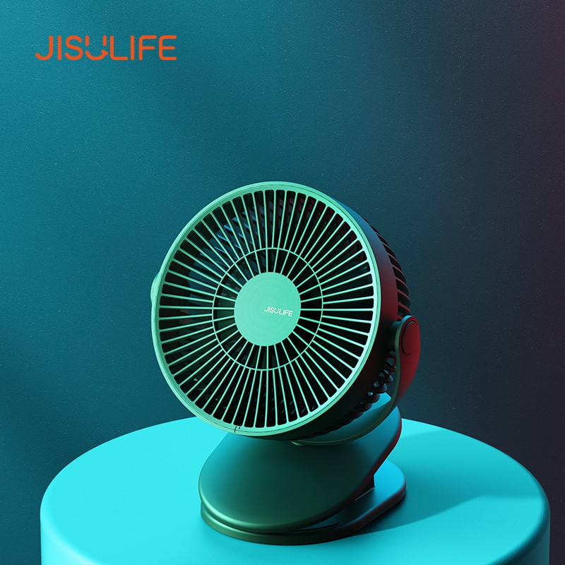 Quạt mini kẹp nôi cho bé JISULIFE FA18, Lưới tản nhiệt thu hẹp an toàn với trẻ nhỏ, Đế xoay 360 độ, Pin lớn 4000 mAh