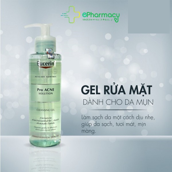 Gel rửa mặt Eucerin cho da dầu, mụn - Eucerin ProAcne Solution Cleansing Gel 400ml