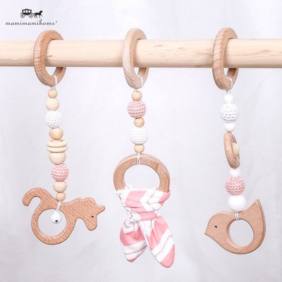 Set 3 đồ chơi dây treo cầm nắm Mamimamihome bằng gỗ dành cho bé