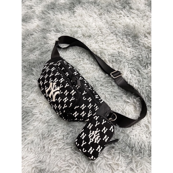 Túi Bao tử MLB NY MONOGRAM WAIST BAG BLACK