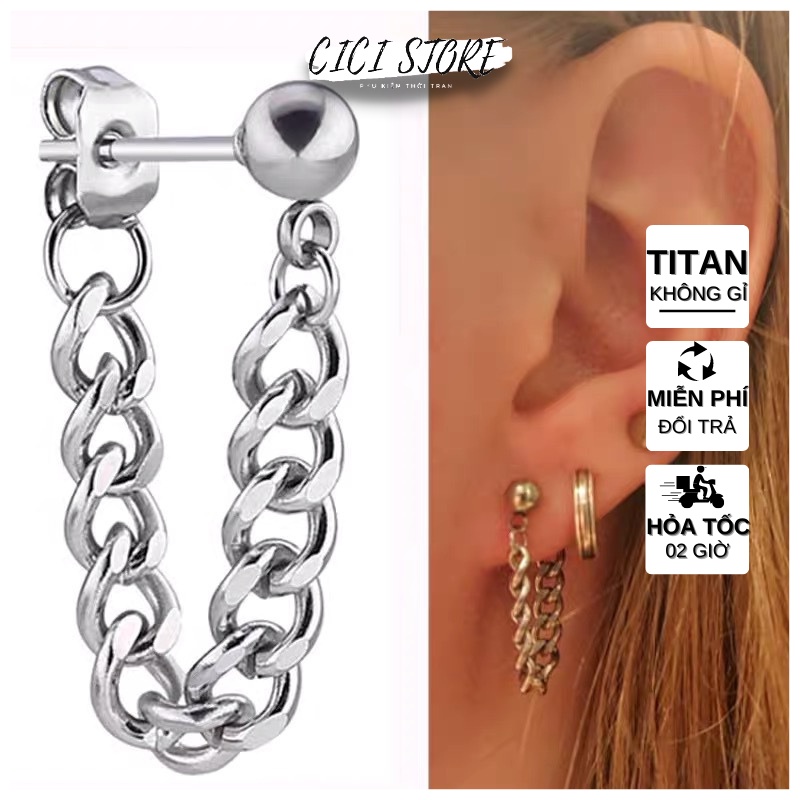 1 Cặp Bông Tai Nữ Cá Tính Sang Trọng Phối Xích