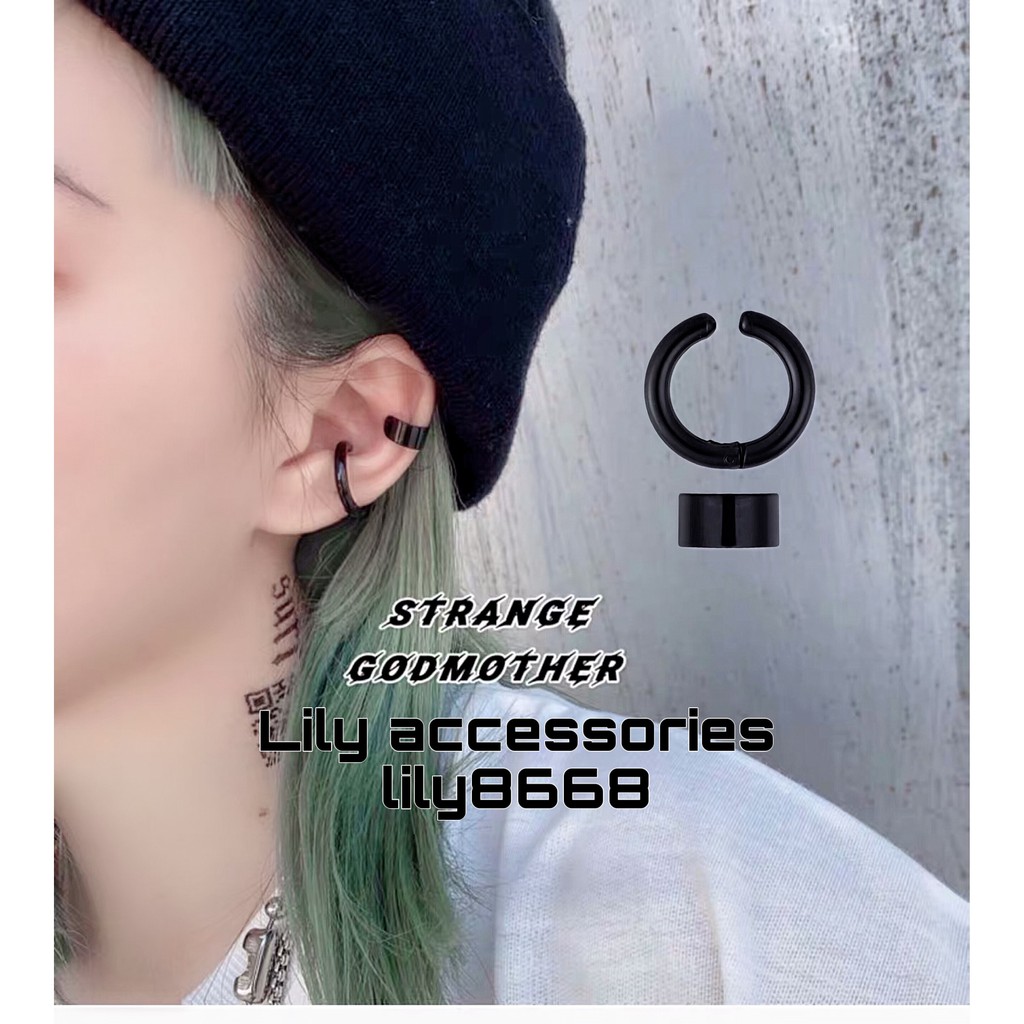 Set Ear Cuff set 2 kẹp tai titan không cần xỏ lỗ không gỉ không đen cho nam nữ