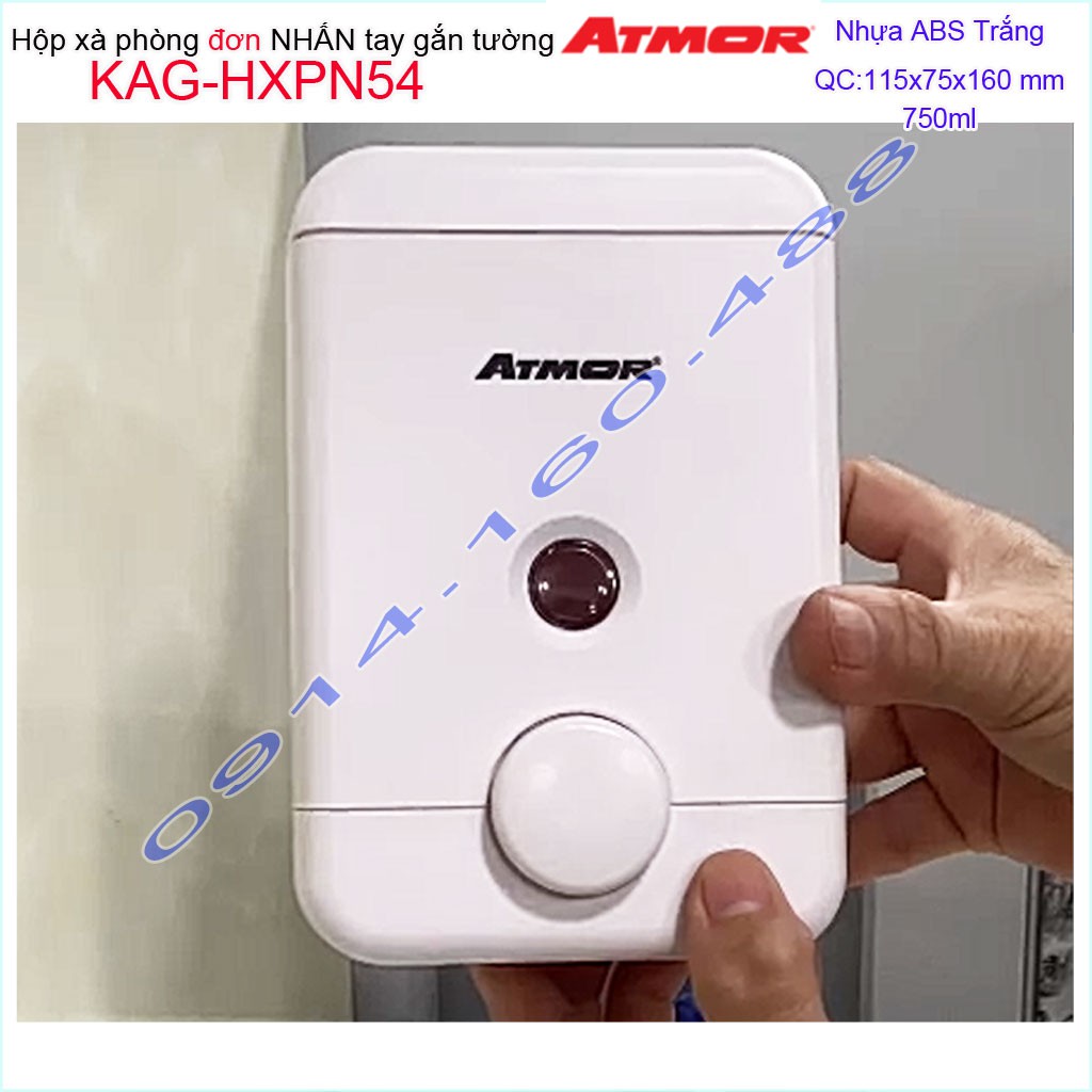 Hộp đựng xà phòng Atmor KAG-HXPN54-White-trắng, hộp đựng sữa tắm dầu gội đầu cao cấp nhấn êm sử dụng tốt