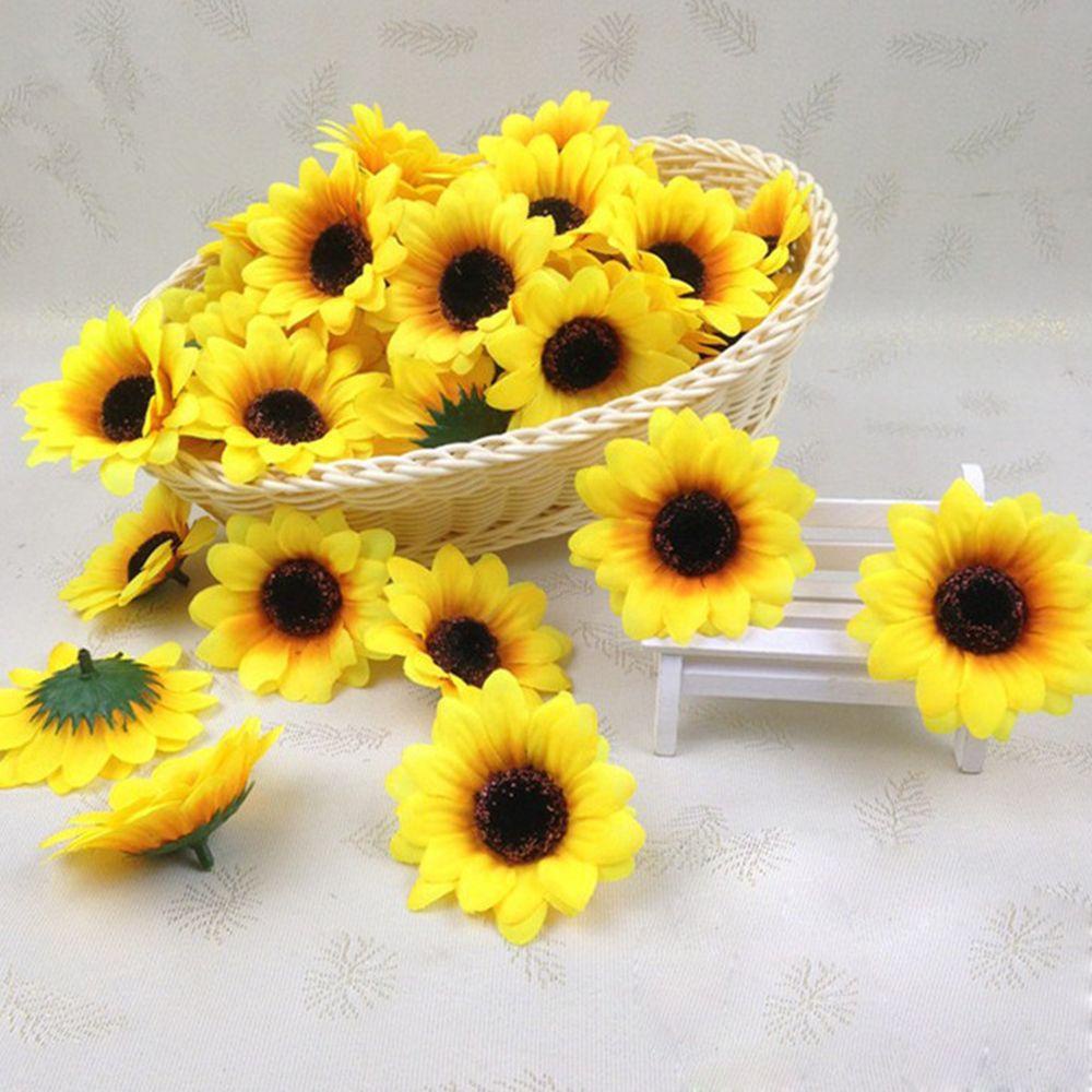 Hoa Hướng Dương Giả Bằng Lụa 4cm Trang Trí Sổ Lưu Niệm Tiệc Cưới