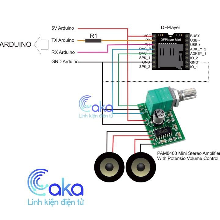 Caka Mạch phát âm thanh MP3 Kết hợp Amply DFPlayer Mini