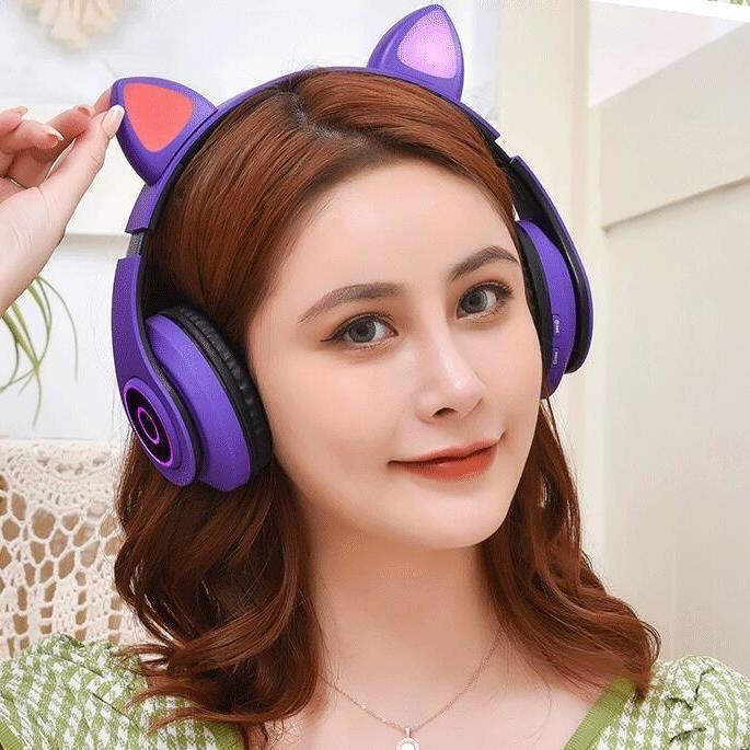 Tai Nghe Không Dây B39M Kết Nối Bluetooth 5.0 Tai Mèo Dễ Thương ,Âm Thạnh Bass Mạnh Mẽ Thời Trang Hiện Đai