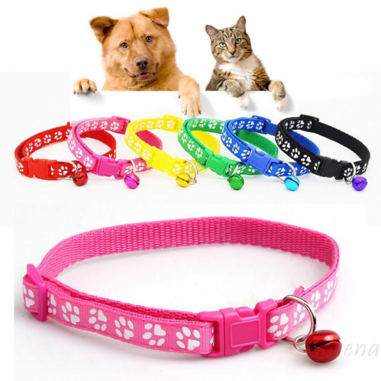 Vòng cổ cho chó mèo chất liệu nylon in hình dấu chân chó mèo độc đáo