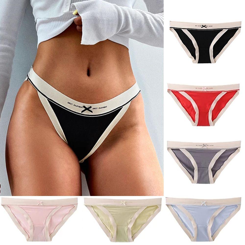 Quần Lót Thoáng Khí Lưng Thấp Phối Màu Tương Phản Cá Tính Cho Nữ