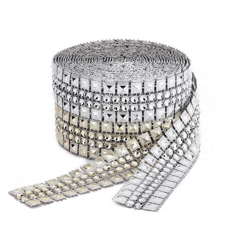 Cuộn Ruy Băng Lưới Mỏng Rộng 2.7CM 5 Yards Đính Đá Trang Trí Bánh Cưới