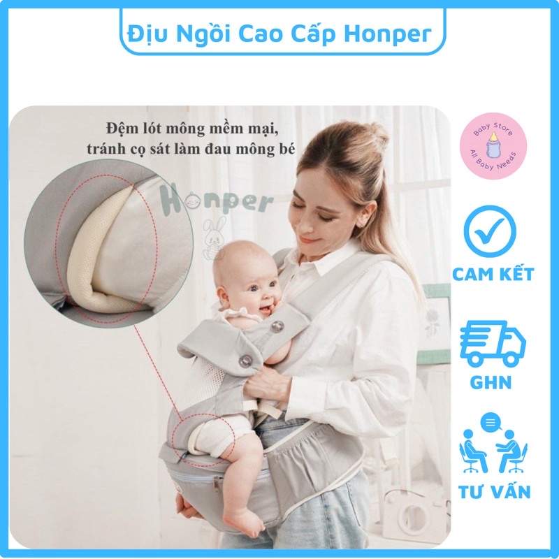 Địu Cho Bé Honper Cao Cấp Có Đỡ Cổ Cho Bé