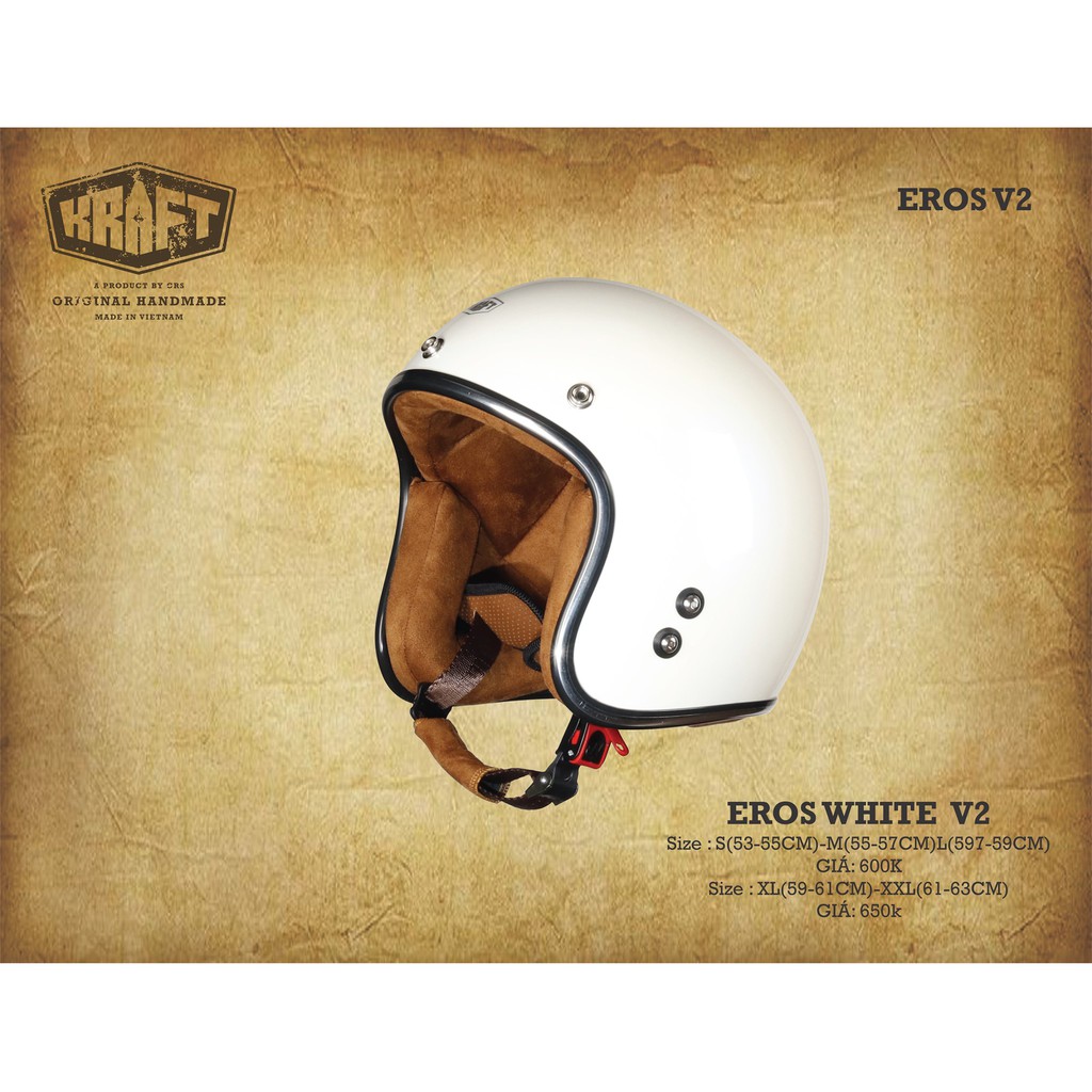 Nón bảo hiểm 3/4 - Kraft Eros White - Ver2