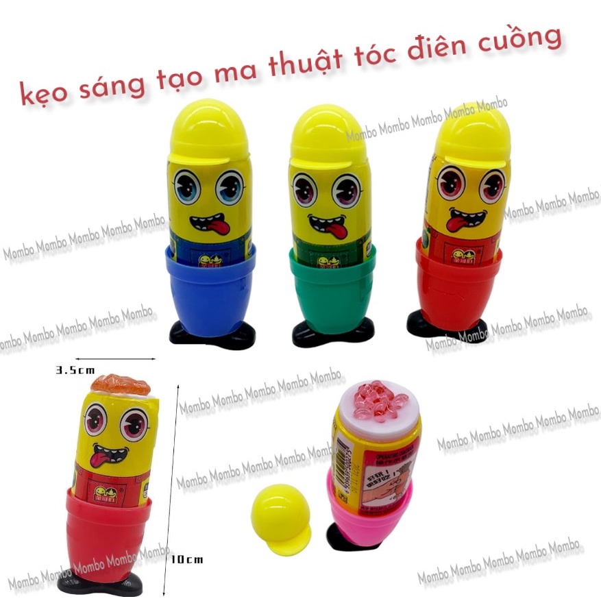 Kẹo son đùn minion trái cây tóc ma thuật chú hề loại to kẹo vui nhộn