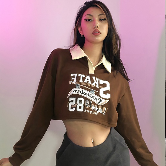 Áo Nỉ Dài Tay In Chữ Phong Cách Retro Thời Trang Mùa Thu Dành Cho Nữ