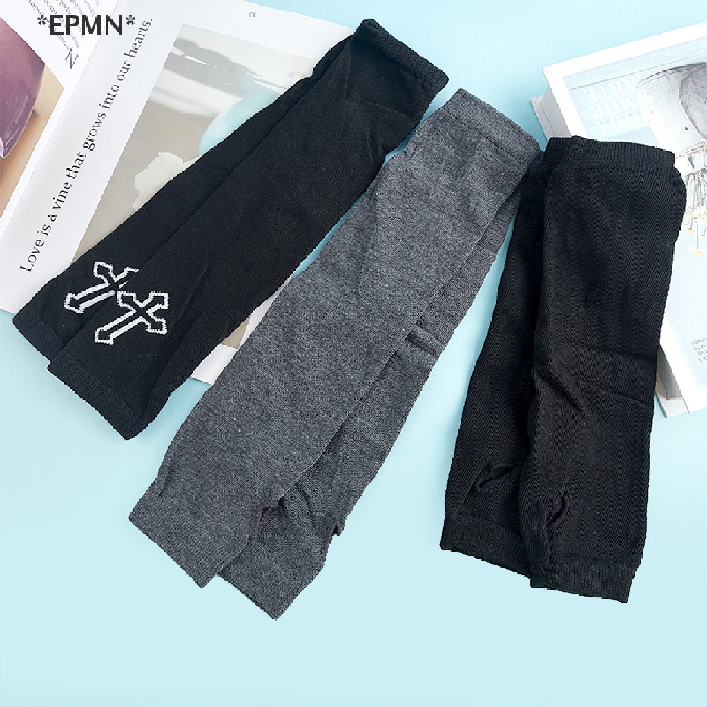 Găng Tay Dài Hở Ngón Dệt Kim Phong Cách Gothic Punk