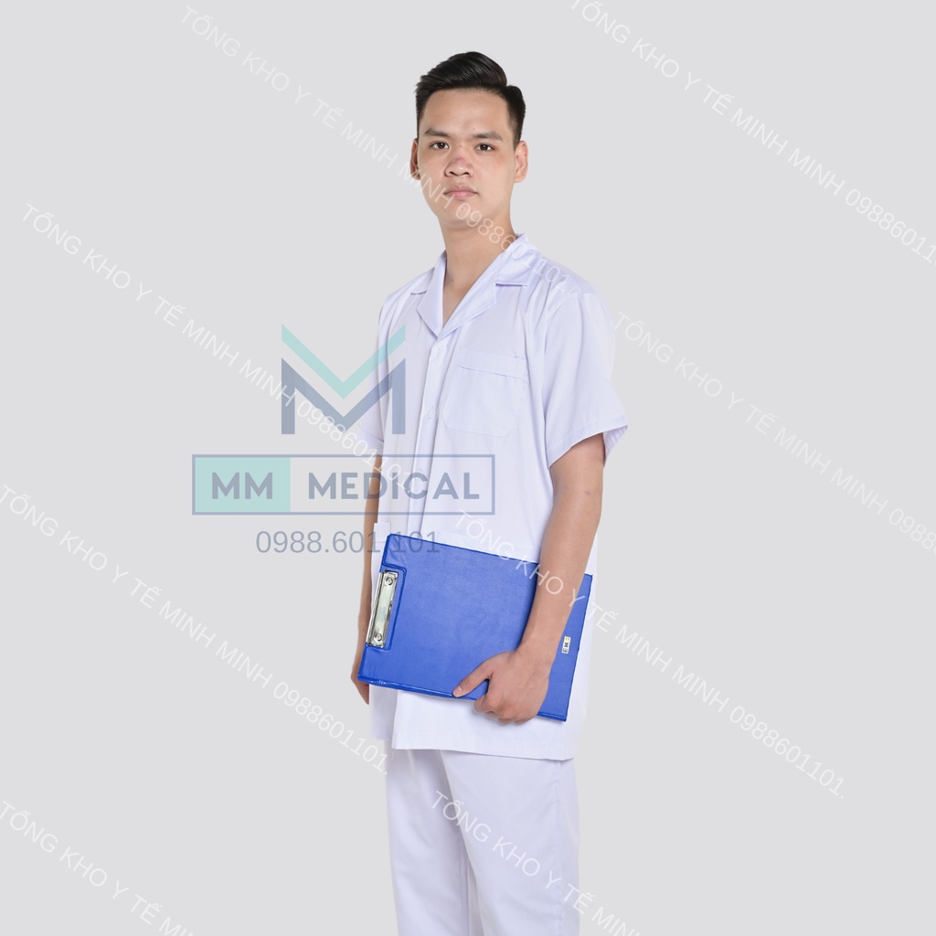 Set bộ DÀI TAY nam nữ quần áo y tế, áo blouse dáng ngắn chùm mông cho y tá, điều dưỡng, dược sĩ, kĩ thuật viên