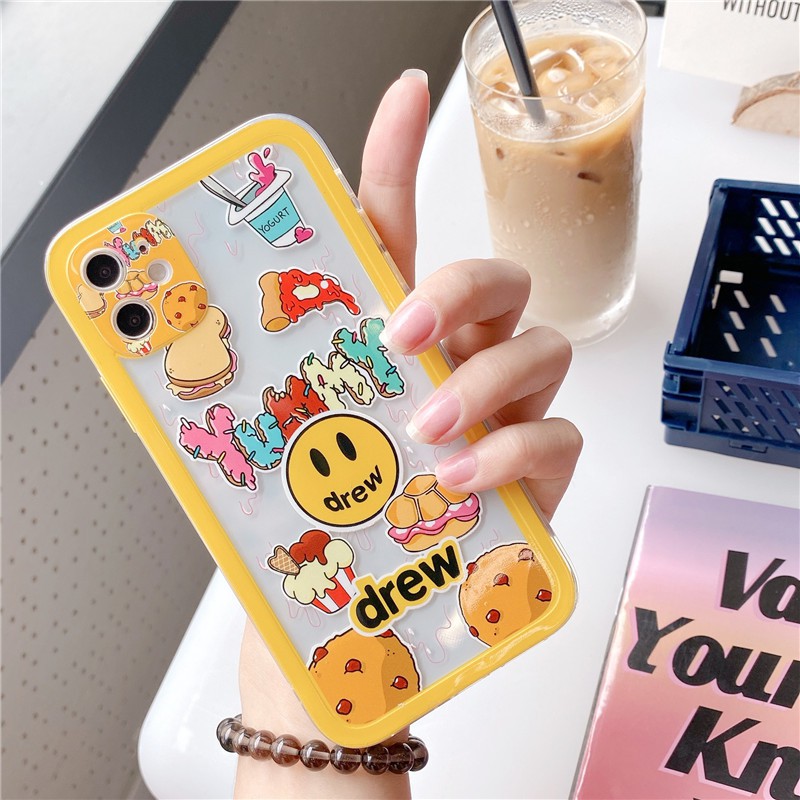 Vỏ iPhone iPhone 11 Pro Max / iPhone12 / Vỏ iPhone X / iPhone 7 Plus / iPhone 8 / iPhone 6 / iPhone 11 Các nút tương phản mặt thẳng Bieber Smiley TPU Vỏ chống vỡ