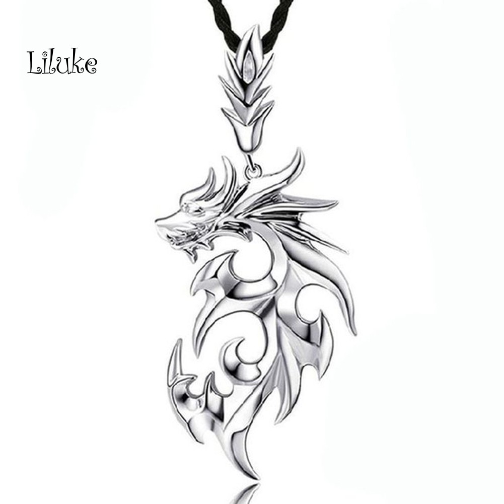 Vòng cổ Giả Da Mặt Hình Rồng Cá Tính Cho Nam