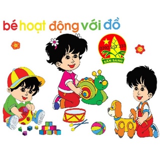 Tranh góc mầm non bé hoạt động với đồ vật [ Xốp ép giấy bóng đẹp ]