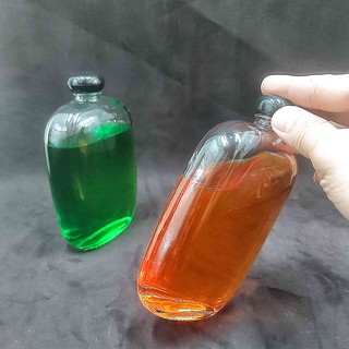 Chai Thủy Tinh Dẹt 350ml (combo 2 cái) bầu dục kiểu dẹt - nắp nhựa đen tròn - Lọ Thủy Tinh Dẹp #chaithuytinhdet