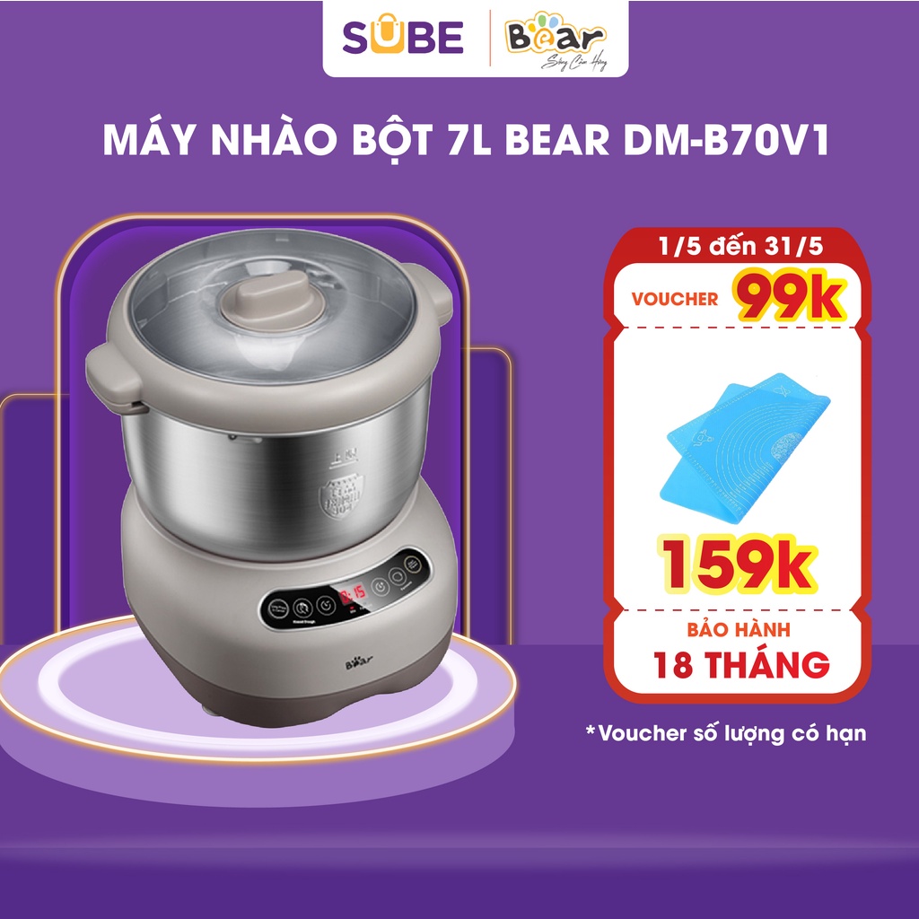 Máy Nhào Bột Bear 7L Đa Năng Ủ Bột, Trộn Bột, Nhồi Bột Nhanh Công Suất Lớn Bảo Hành Chính Hãng 18 Tháng - DM-B70V1