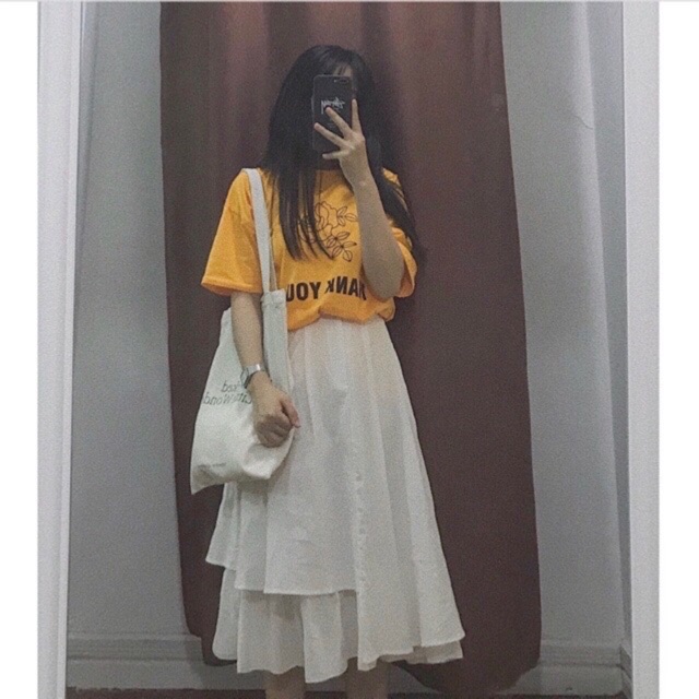 Chân váy dáng xòe kiểu vạt lệch ulzzang 2 màu trắng đen cực xinh | BigBuy360 - bigbuy360.vn