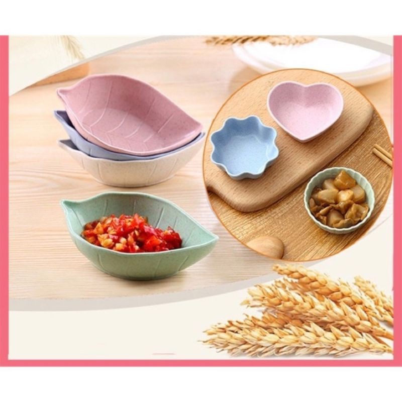 (HCM) Chén lúa mạch ADKN/chén đựng nước chấm - Hình trái tim, hoa, hình tròn, chiếc lá màu sắc dễ thương bắt mắt