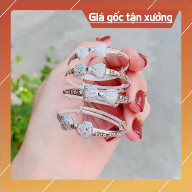 FREE SHIP VÒNG NƠ KHẮC TÊN CHO BÉ BẠC TA NGUYÊN CHẤT