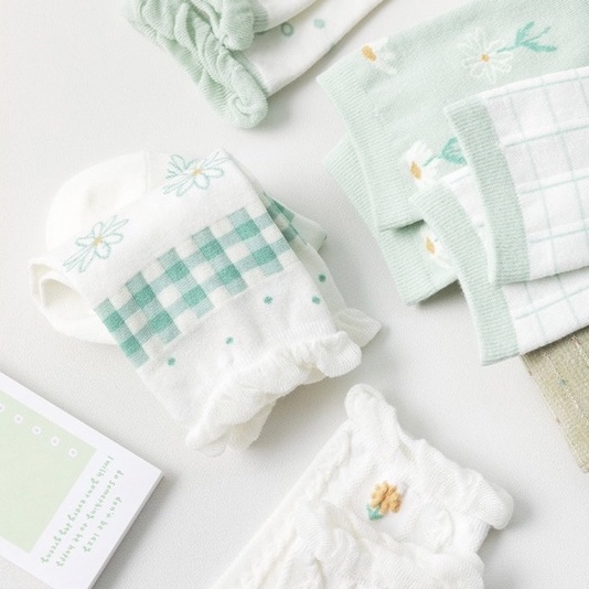 Tất vớ nữ cổ cao đáng yêu phong cách lolita, tất nữ cổ nhún điệu đà vải cotton thoáng khí