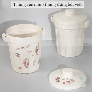 Thùng rác mini/thùng đựng văn phòng phẩm có tặng sticker