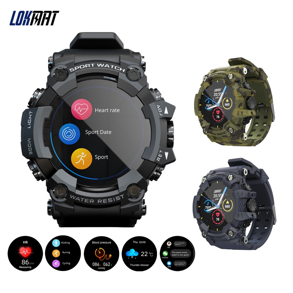 LOKMAT ATTACK Smart Watch Touch Screen Sports Fitness Fitness Multifunction Smartwatches For IOS Android