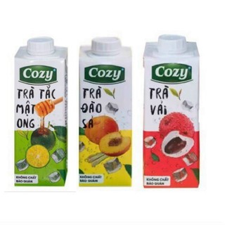 THÙNG 24 HỘP TRÀ TẮC , ĐÀO , VẢI COZY ĐÓNG HỘP UỐNG LIỀN