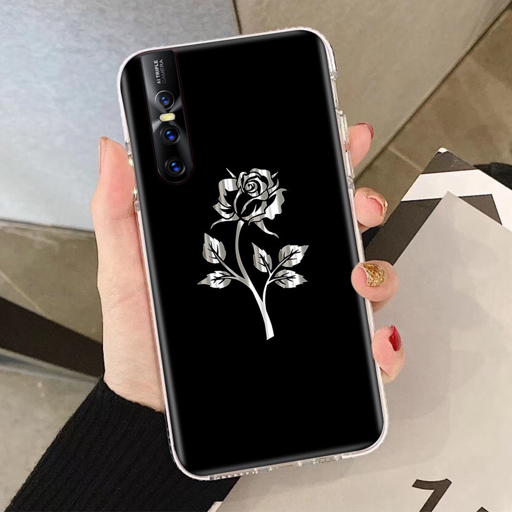 Ốp Điện Thoại Mềm Trong Suốt Họa Tiết Hoa Hồng 235gt Cho Vivo V5 V5S V7 Plus V11 V15 V17 V3 S1 Pro