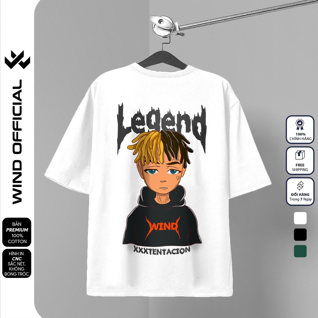 Áo thun tay lỡ unisex WIND phông form rộng 65% Cotton Legend nam nữ oversize