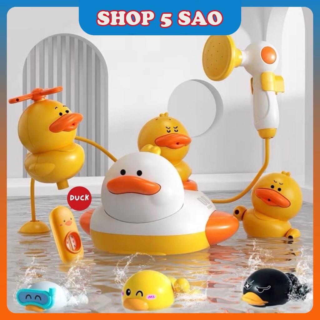 [Tặng Kèm 3 Pin] Đồ Chơi Vịt Phun Nước, Đồ Chơi Nhà Tắm Thả Bồn Tắm Cho Bé