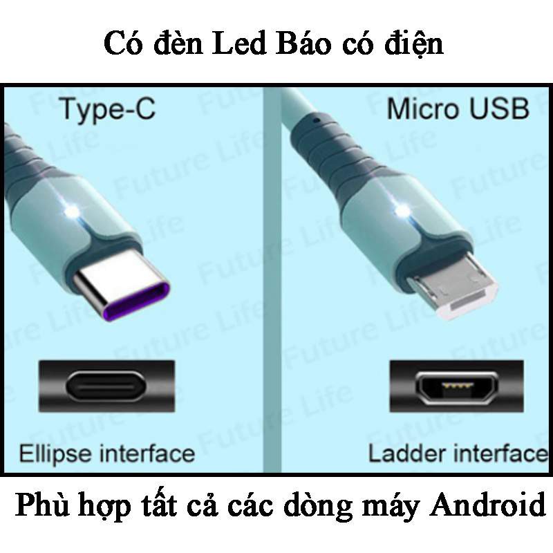 Cáp Sạc Nhanh Iphone, Dây Sạc Samsung Type c + Micro USB 1m