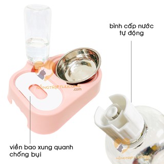 Bát Ăn Kèm Bình Nước Tự Động – Bát Đôi - [Nông Trại Thú Cưng]
