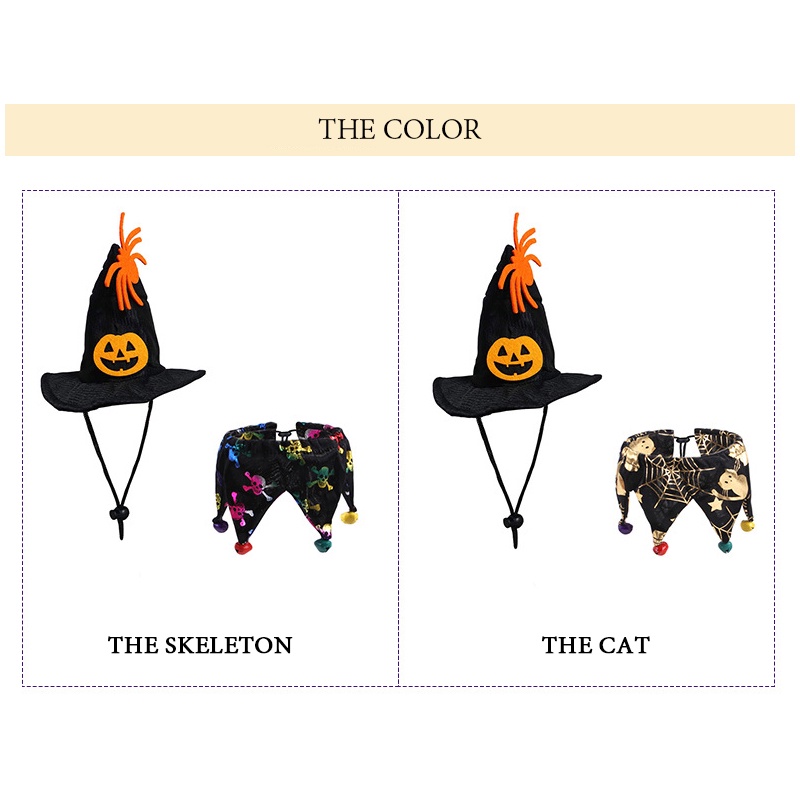 Bộ nón + khăn choàng họa tiết Halloween cho thú cưng
