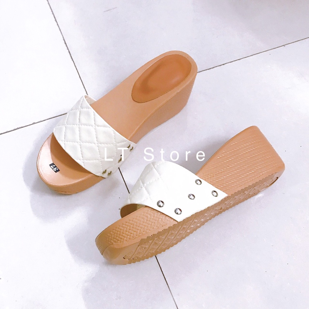 Dép xuồng nữ 6cm bản ngang trần chỉ (có ảnh thật)