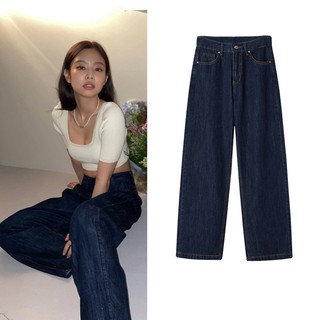 Jennie Blackpink Quần Jean Ống Rộng Lưng Cao Phong Cách Hàn Quốc Mới
