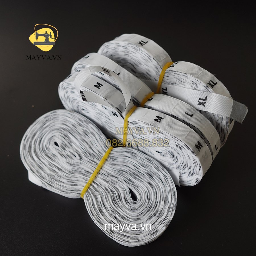 Mác vải size chữ S, M, L, XL