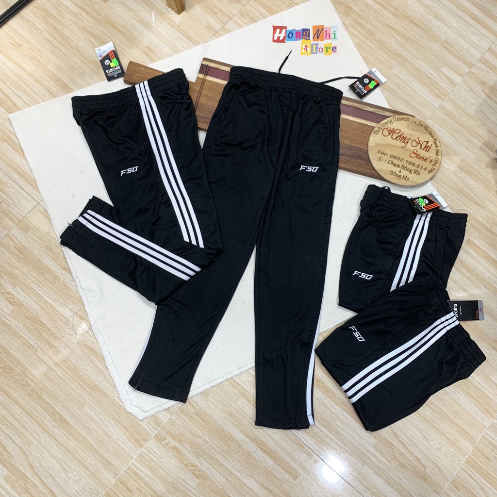 Quần Thể Thao Thể Dục 3 Sọc Trắng Dây Kéo Lai Đi Học Cho Nam Nữ Unisex Ulzzang