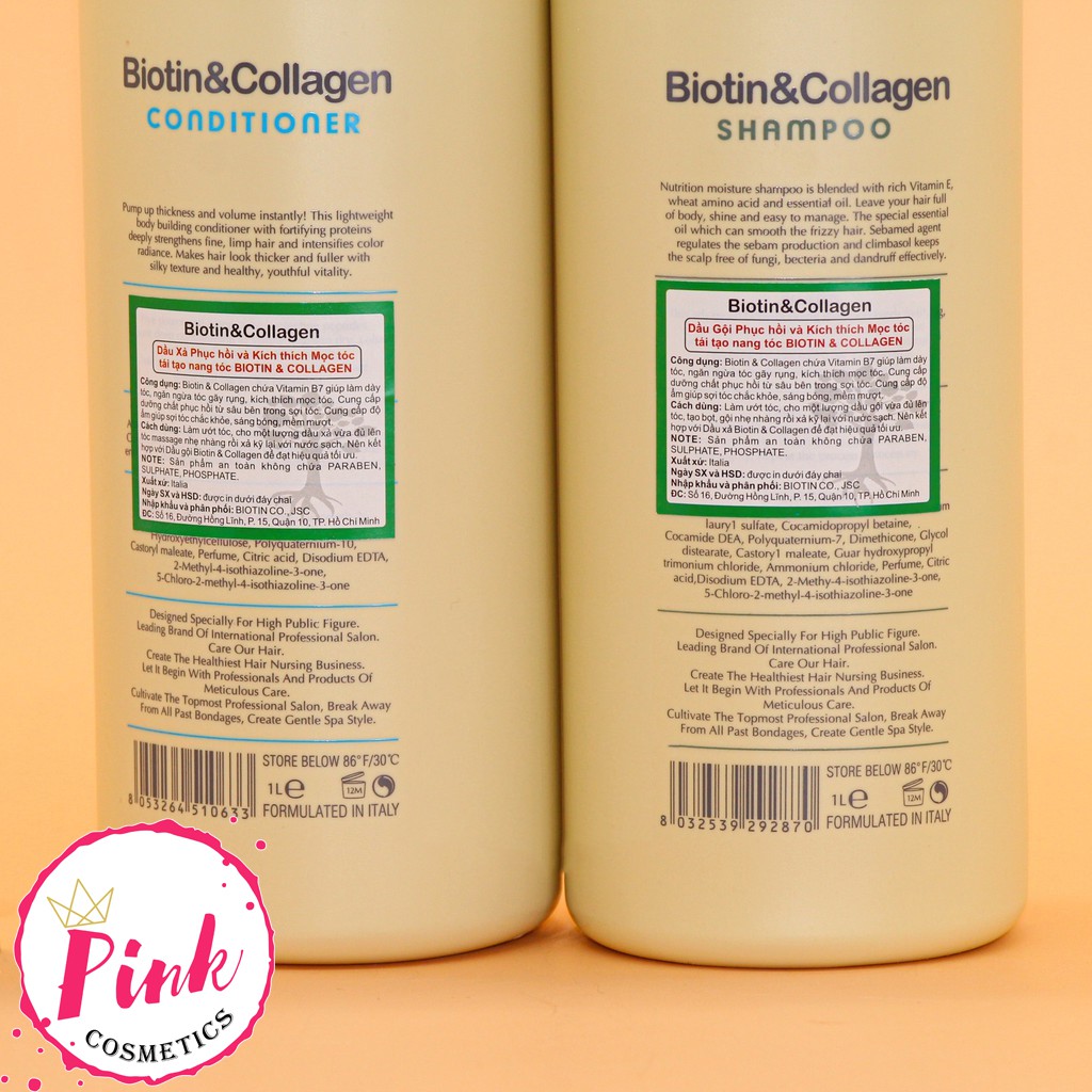 [CHÍNH HÃNG- TRẮNG] DẦU GỘI XẢ BIOTIN COLLAGEN NEW 500ml - 1000ml