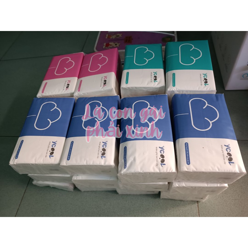 Khăn giấy lụa rút cao cấp YCOOL THÙNG 24 GÓI/ 300 tờ, 4 lớp thích hợp cho mỗi gia đình